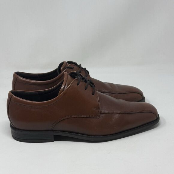 Ecco Edinburgh Derby Oxford Shoes Mens 9 - 9.5 EU 43 Brown Leather Bicycle Toe - Picture 3 of 16
